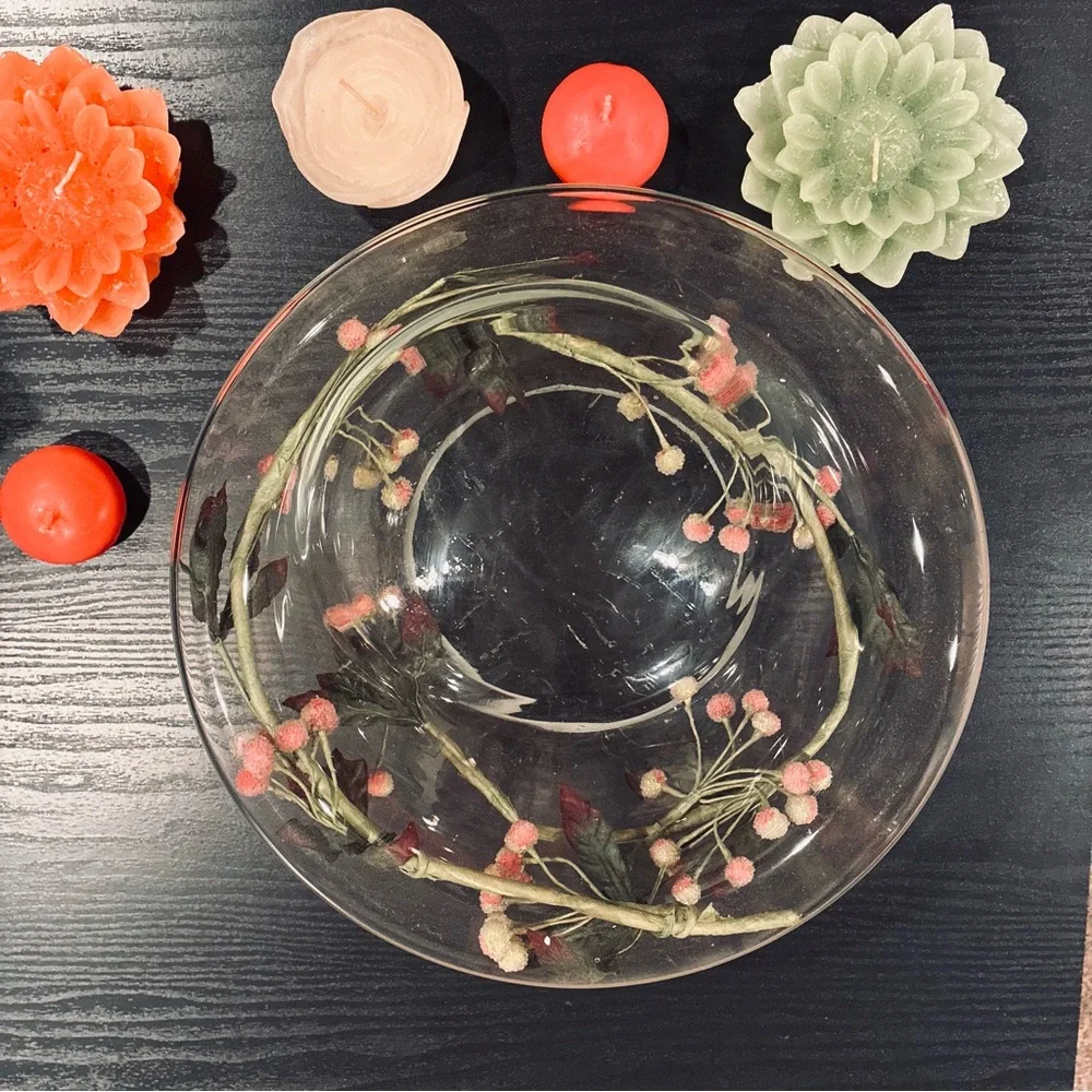 Decorative Floating Candle/Clear Glass Centerpiece Bowl & 6 Floating Candles